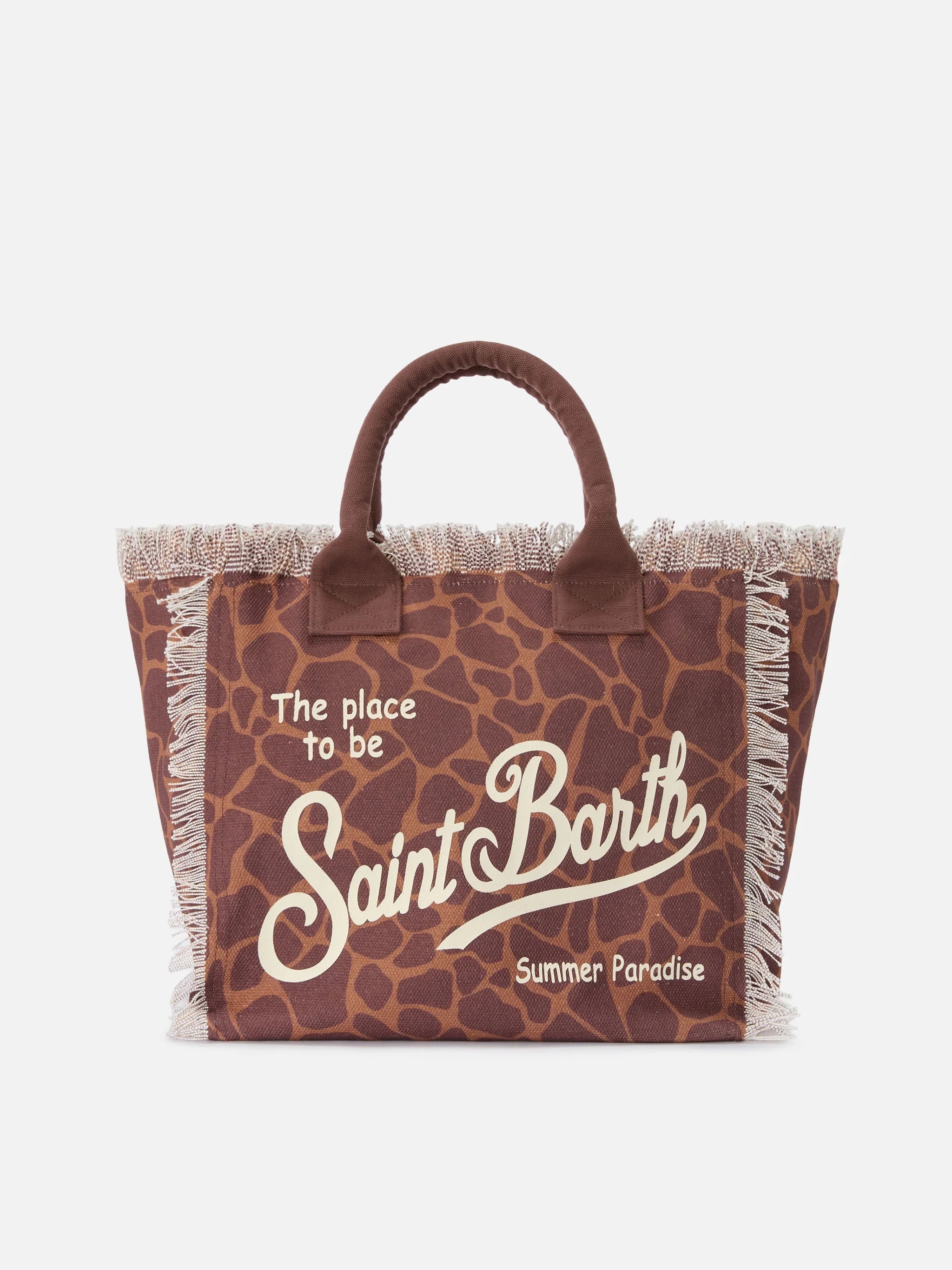 Borsa da mare in canvas macchiato scuro